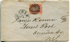 USA #65 Stamp 3c Postage NEW York NY NYC Cover Envelope 1862 