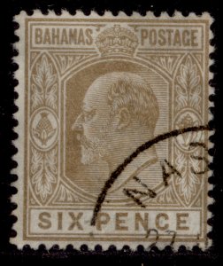 BAHAMAS EDVII SG66, 6d brown, FINE USED. Cat £35.