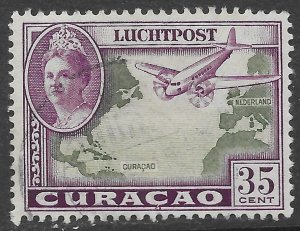 Netherlands Antilles Scott C23 Used 35c Map of Atlantic Air Mail 1942 Issue