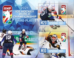 Stamps.Sports Ice Hockey 2021 year 1+1 sheets perf Lesotho