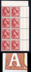 Australia SG262a Strong Roller shift at bottom left (bottom left stamp) U/M