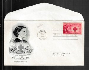 US SCOTT#967 1948 3c CLARA BARTON RED CROSS ARTMASTER FDC - UNUSED