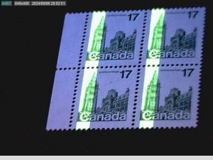 CANADA # 709Iv VF MINT NH 1-BAR TAG ERROR G2aC(L) BLOCK OF 4  BS28578