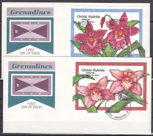 Grenada, Gr., Scott cat. 1152-1153. Orchid s/sheets on 2 First day covers. ^