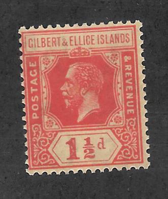 GILBERT & ELLICE ISLANDS Scott #29 Used 1 1/2p King George V 2018 CV $8.50