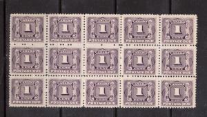 Canada #J1 VF Mint Block Of 15