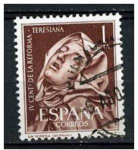 Spain 1962 - Scott 1106 used - 1p, St Theresa by Bernini 