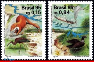 2554-55 BRAZIL 1995 LUBRAPEX, BIRDS, PHIL.EXHIBITION, MI# 2664-65 RHM C-1963 MNH