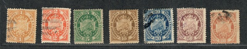 Bolivia Sc#40-46 M+U/H/F-VF, Cv. $74.50