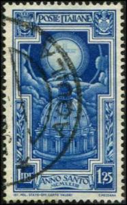 Italy SC# 313  Cross & St Peter's Dome 1.25 lira Used SCV $4.25