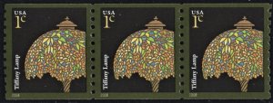 US 3758A MNH VF 1 Cent Tiffany Lamp Coil Strip of 3