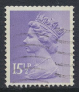 GB  Machin 15½p X907 2  Phosphor bands  Used  SC#  MH93  see scan and details