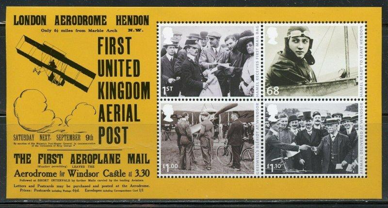 GREAT BRITAIN SCOTT# 2939 FIRST UK  AERIAL POST  SOUVENIR SHEET MINT NH