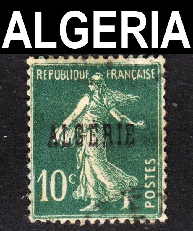 Algeria Scott 8 SLIGHTLY DOUBLED OVERPRINT ERROR VF used.  FREE...