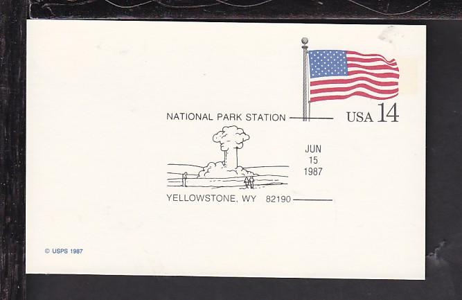 National Park Station,Yellowstone,WY 1987 Cancel Cover BIN 