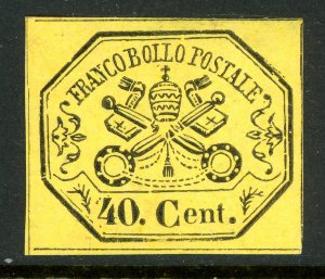 Italy 1868 Roman (Papal) States 40¢ Yellow Imperf Scott #17 Mint T736 ⭐⭐⭐⭐