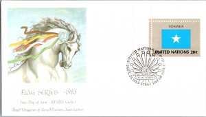 United Nations, New York, Worldwide First Day Cover, Horses, Somalia, Flags
