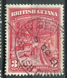 BRITISH GUIANA; 1934 early GV pictorial issue fine used 3c. value fair Postmark