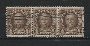 Scott #  653   USED  strip of 3