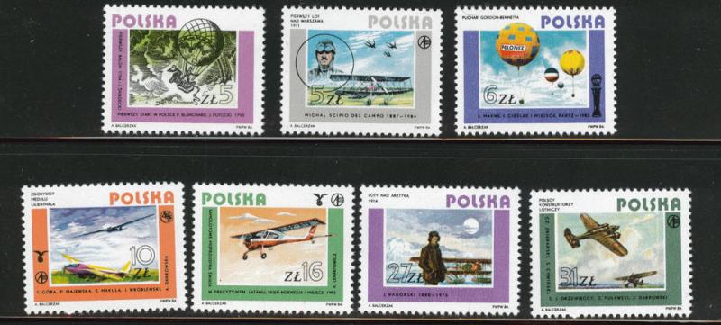 Poland Scott 2643-49 MNH** 1984 Aviation set 