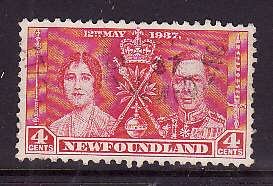 Newfoundland- Sc#231-used 4c KGVI Coronation-id#359-1937-