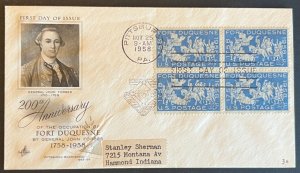 FORT DUQUESNE #1123 NOV 25 1958 PITTSBURGH PA FIRST DAY COVER (FDC) BX6