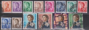 HONG KONG Scott # 203-16 Used - QEII Definitive Short Perfs On $10 Value