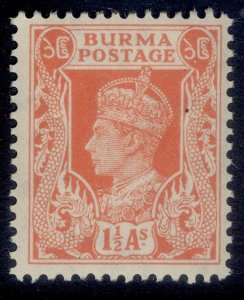 BURMA GVI SG55, 1½a orange, NH MINT.