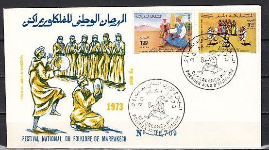 Morocco, Scott cat. 300-301. Folklore Festival issue. First day cover.