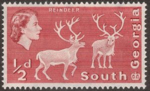 SOUTH GEORGIA 1967 ½d Reindeer, Perf 14x15; Scott 1a, SG 1a; MNH