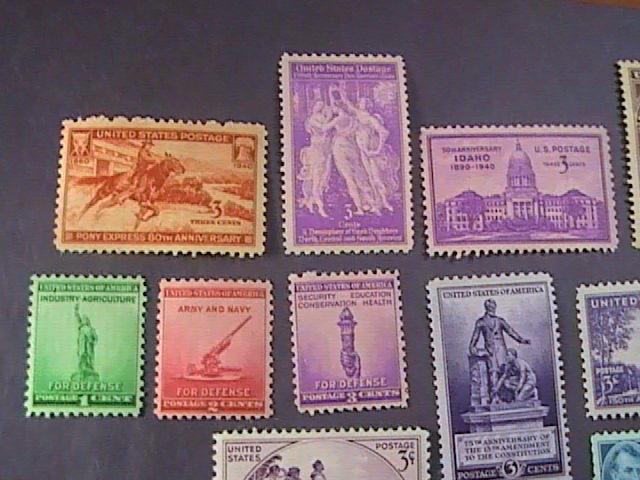 U.S.# 894-908-MINT NEVER/HINGED-15 STAMPS--1940-43