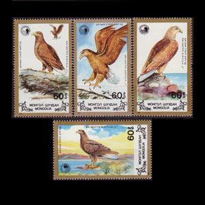 MONGOLIA 1988 - Scott# 1700-3 Eagles Set of 4 NH