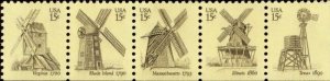 1980 15c Windmills, Booklet Strip of 5 Scott 1738-1742 Mint F/VF NH