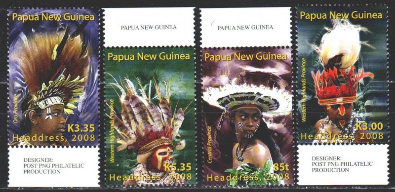 Papua New Guinea. 2008. 1327-30. Papuans in national headdresses. MNH.