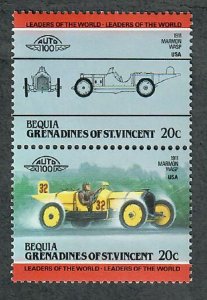 St. Vincent Grenadines - Bequia #91 Cars MNH attached pair