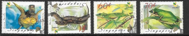 SINGAPORE SG1006/9 1999 AMPHIBLIANS AND REPTILES FINE USED