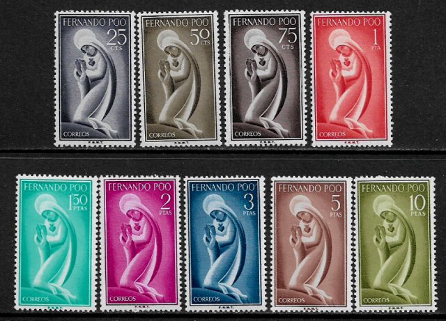 Fernando Po #181-9 MNH Set - Virgin Mary