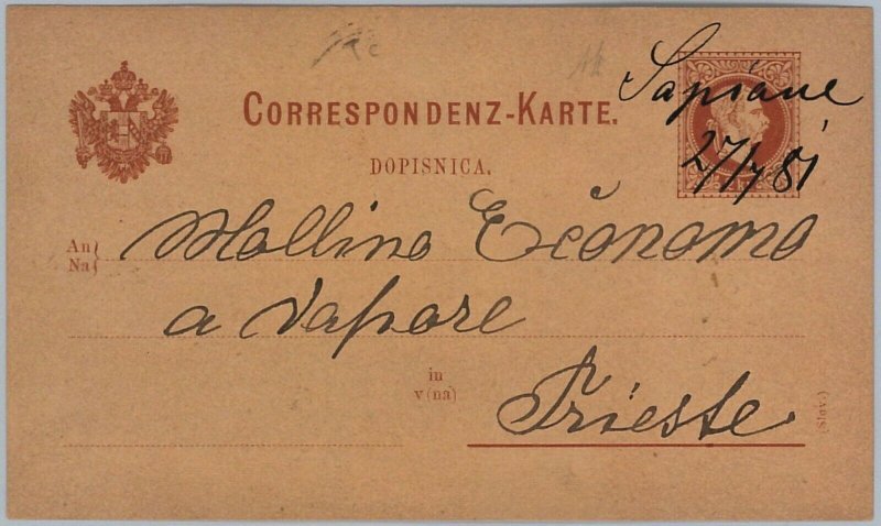 39576  Austria CROATIA : POSTAL STATIONERY CARD w/ HAND  POSTMARK: SAPJANE  