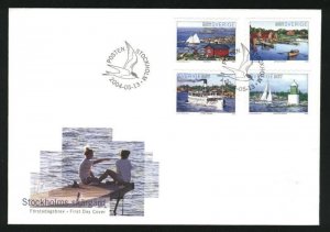 Sweden. FDC Cachet  2004. The Stockholm Archipelago. Steam-Boat. Lighthouse.