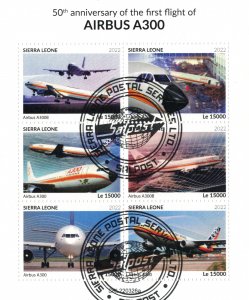 SIERRA LEONE 2022 - Aircraft Airbus A30 /complete set- sheet+block (2 scans)