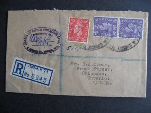 Great Britain KGVI registered cover to Canada