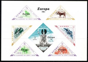 1961 Lundy Islands Cinderella Europa Overprint Imperforate Souvenir Sheet MNH