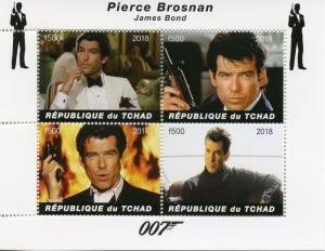 Chad 2018 JAMES BOND PIERCE BROSNAN Sheet Perforated Mint (NH)