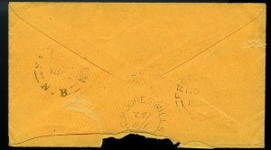 ? WAY OFFICE MOORES MILLS, N. B. m/s date 1862 stampless 7 due cover Canada