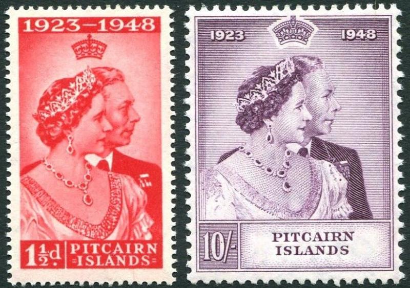 PITCAIRN ISLANDS-1948 Royal Silver Wedding Set Sg 11-12 MOUNTED MINT V28061