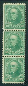 USA Scott 273 Mint 1895 10c Webster strip CV $300