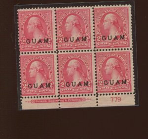 Guam 2 Unused Plate Block of 6 Stamps (By 1336) 1st Printing BETTER DURLAND $400