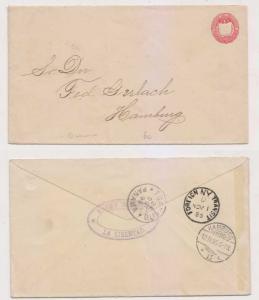 EL SALVADOR 1895 PS H&G B49 ENVELOPE LA LIBERTAD TO HAMBURG VIA PANAMA & NY VF 