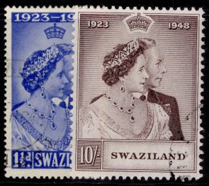 SWAZILAND GVI SG46-47, 1949 ROYAL SILVER WEDDING set, FINE USED. Cat £46.