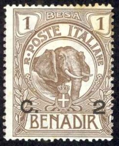 Somalia Sc# 10 MH (b) (toning) 1906-1907 2c on 1b brown Elephant